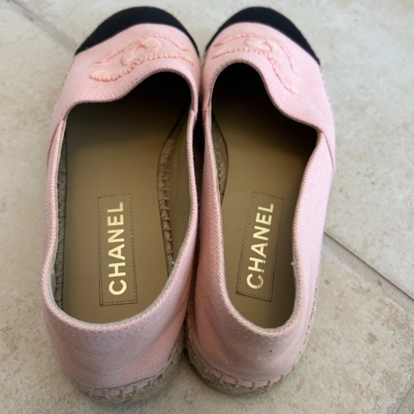 Chanel Denim Toile CC Espadrilles 36 Pink Black - Picture 3 of 6